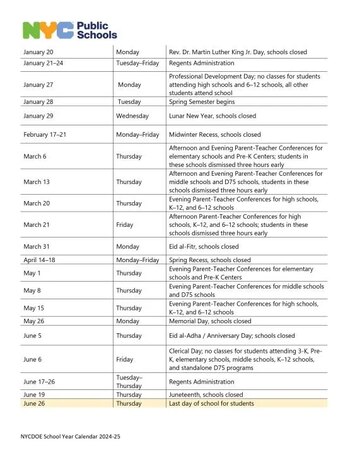 El calendario oficial del sistema
