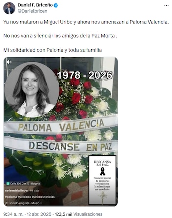 Daniel Briceño alertó sobre inseguridad electoral tras amenazas a Paloma Valencia y asesinato de Miguel Uribe - crédito @Danielbricen/X