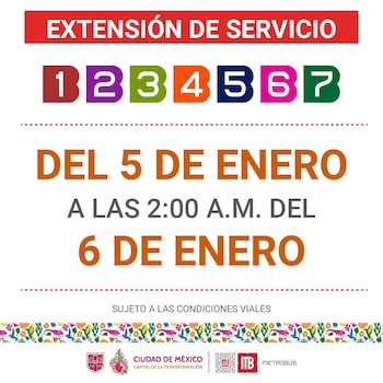 El horario de servicio para