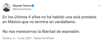 EN 2017, Chumel Torres aseguró