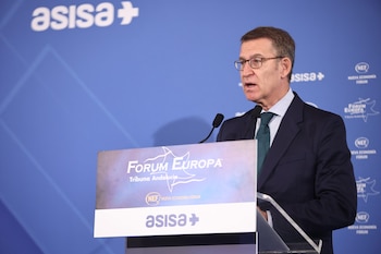 El presidente del PP y candidato a la Presidencia del Gobierno, Alberto Núñez Feijóo interviene en el acto, a 7 de julio de 2023, en Sevilla (Joaquin Corchero / Europa Press)