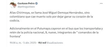 El colombiano indicó que 'Chirimoya'