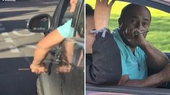 En video quedó conductor de vehículo que amenazó con un destornillador a una familia en Bogotá porque no lo djaron colar en la fila