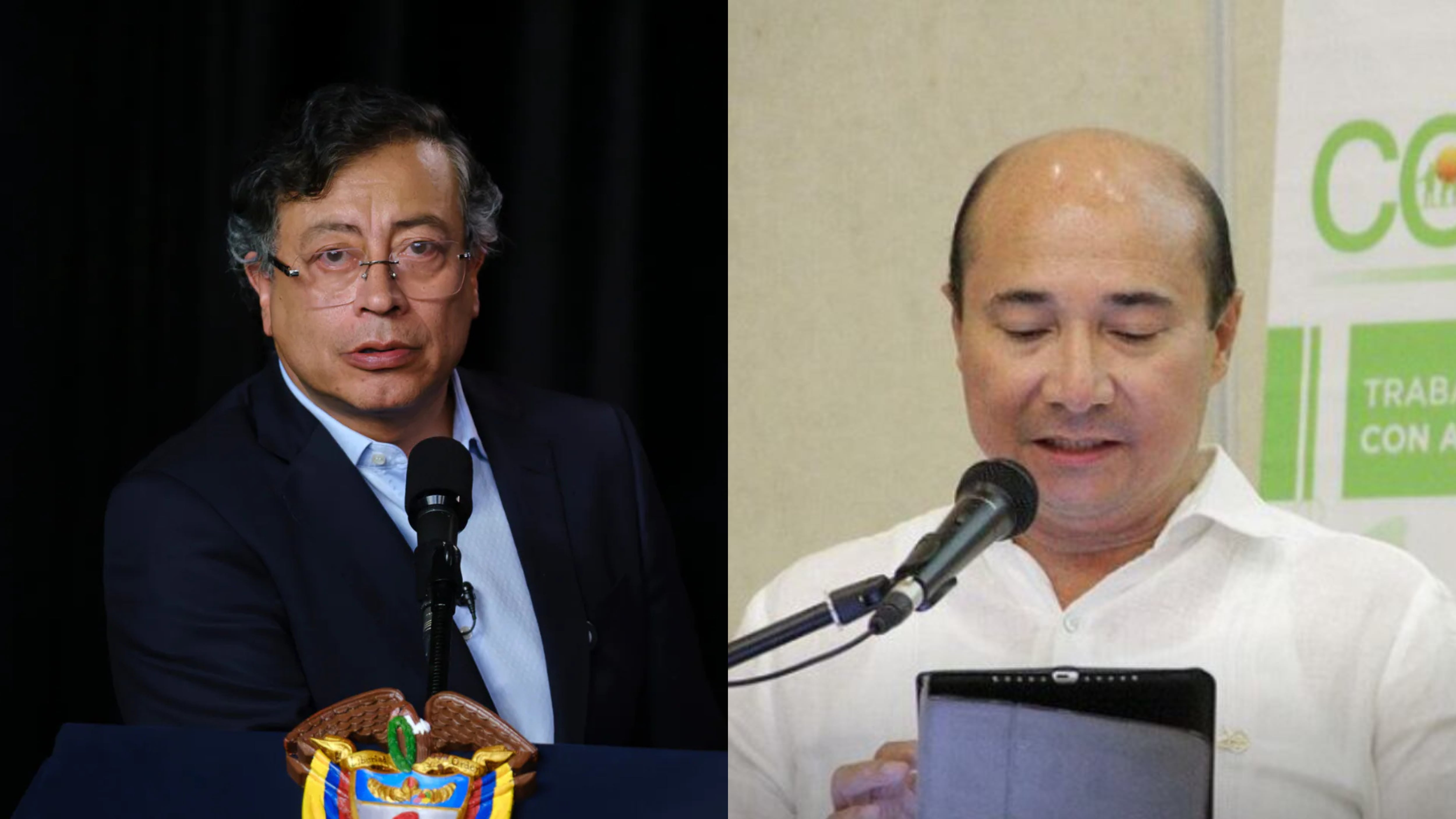 Presidente Gustavo Petro y Jaime González Montaño, exgerente de Coosalud EPS, protagonistas del fallo que obliga al mandatario a retractarse por señalamientos sin sustento judicial - crédito Presidencia y crédito @JUANLOZADAG/X