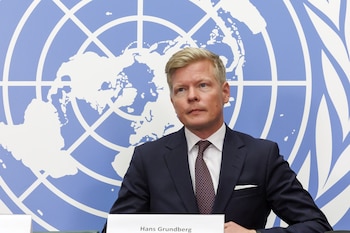 Fotografía de archivo de Hans Grundberg, enviado Especial del Secretario General de la ONU para Yemen, durante una rueda de prensa, en Ginebra (Suiza). EFE/Salvatore Di Nolfi