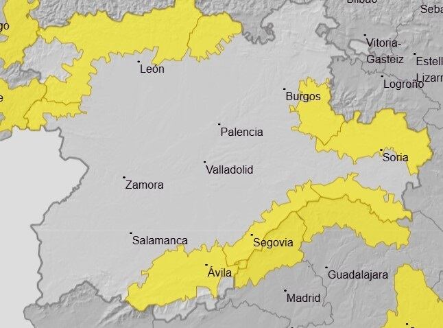 Avisos vigentes en Castila y León para el 2 de febrero de 2026 (AEMET)