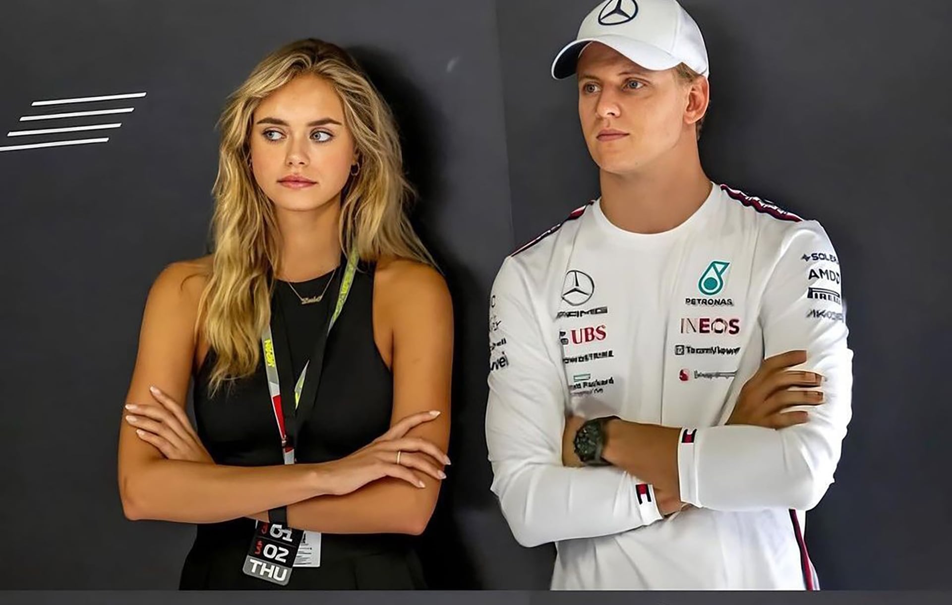 Laila Hasanovic y Mick Schumacher, en su época de piloto de reserva de Mercedes