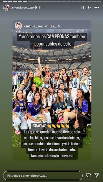 Antonela Roccuzzo reposteó los mensajes