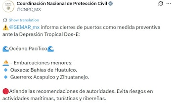 Semar ordena cierre de puertos ante el avance del sistema tropical en el Pacífico.