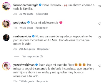 Facundo Arana envió un abrazo a la familia del cantautor, mientras Julieta Ortega lamentó la triste noticia