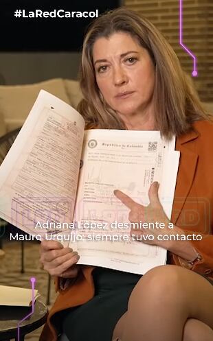 Adriana López señala en el documento la firma legal de Mauro Urquijo para que sus hijos salgan del país permanentemente con él y con su mamá sin pedir permisos - crédito @caracoltv/IG