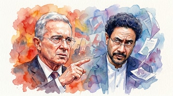 Álvaro Uribe cuestiona públicamente a Iván Cepeda y advierte sobre posibles cambios ocultos en su programa presidencial días antes de la segunda vuelta - crédito visuales IA Infobae