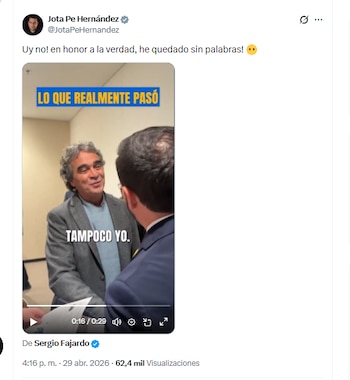 Jota Pe Hernández lanzó comentario sobre video publicado por Sergio Fajardo - crédito @JotaPeHernandez/X