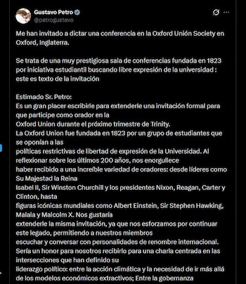 Gustavo Petro - crédito @petrogustavo/X