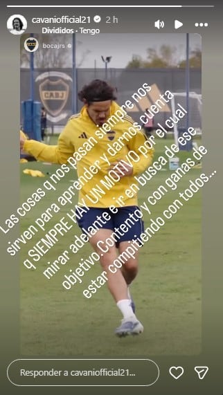 El posteo de Edinson Cavani (Instagram)
