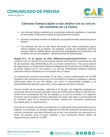 CAR Oso Andino - crédito CAR