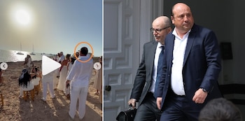 Claudio Rivas, socio de Aldama, de espaldas en la boda