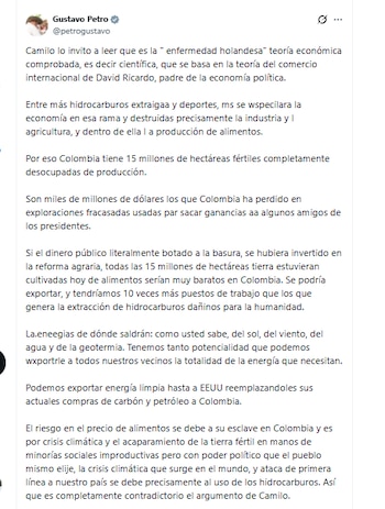 El presidente Gustavo Petro aseguró que la exploración de hidrocarburos ha tenido episodios fallidos que solo han servido para garantizar ganancias a personas cercanas a presidentes de turno - crédito @petrogustavo/X