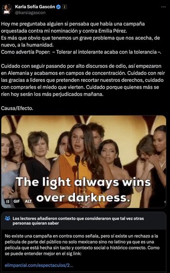 Karla Sofia Gascón comparó las