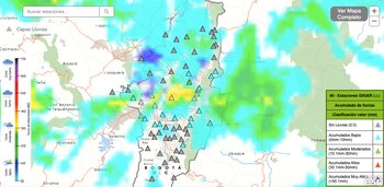 Mapa de lluvias en Bogotá,