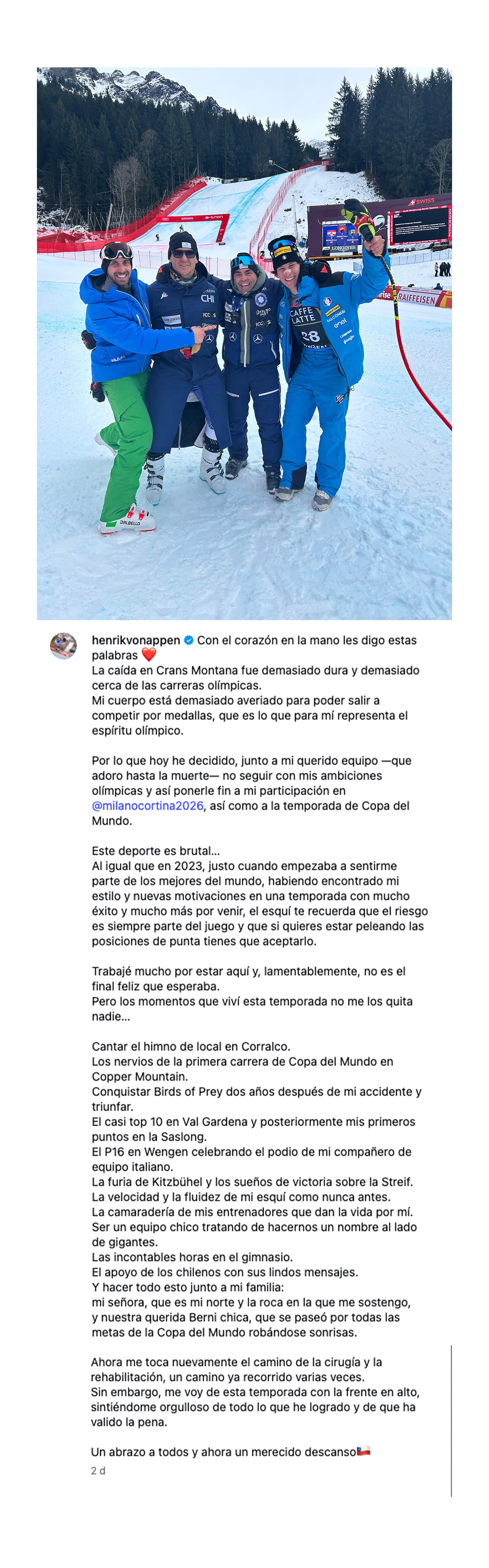 El posteo de Von Appen