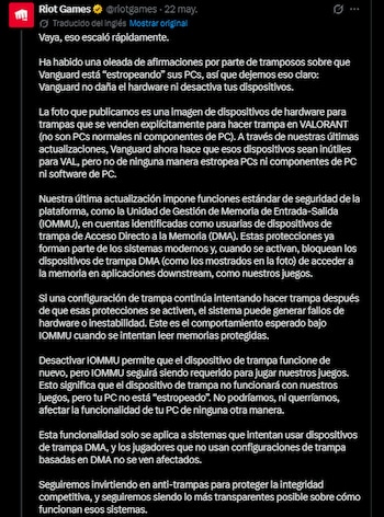 Riot Games revela cómo funciona su sistema de antitrampas.