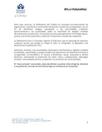 La exhortación de la Defensoría