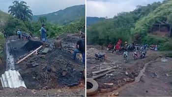 La emergencia en la mina de carbón de Puente Vélez fue reportada por habitantes del sector que alertaron a las autoridades - crédito Captura video Supernoticias