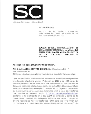 Escrito de Piero Corvetto