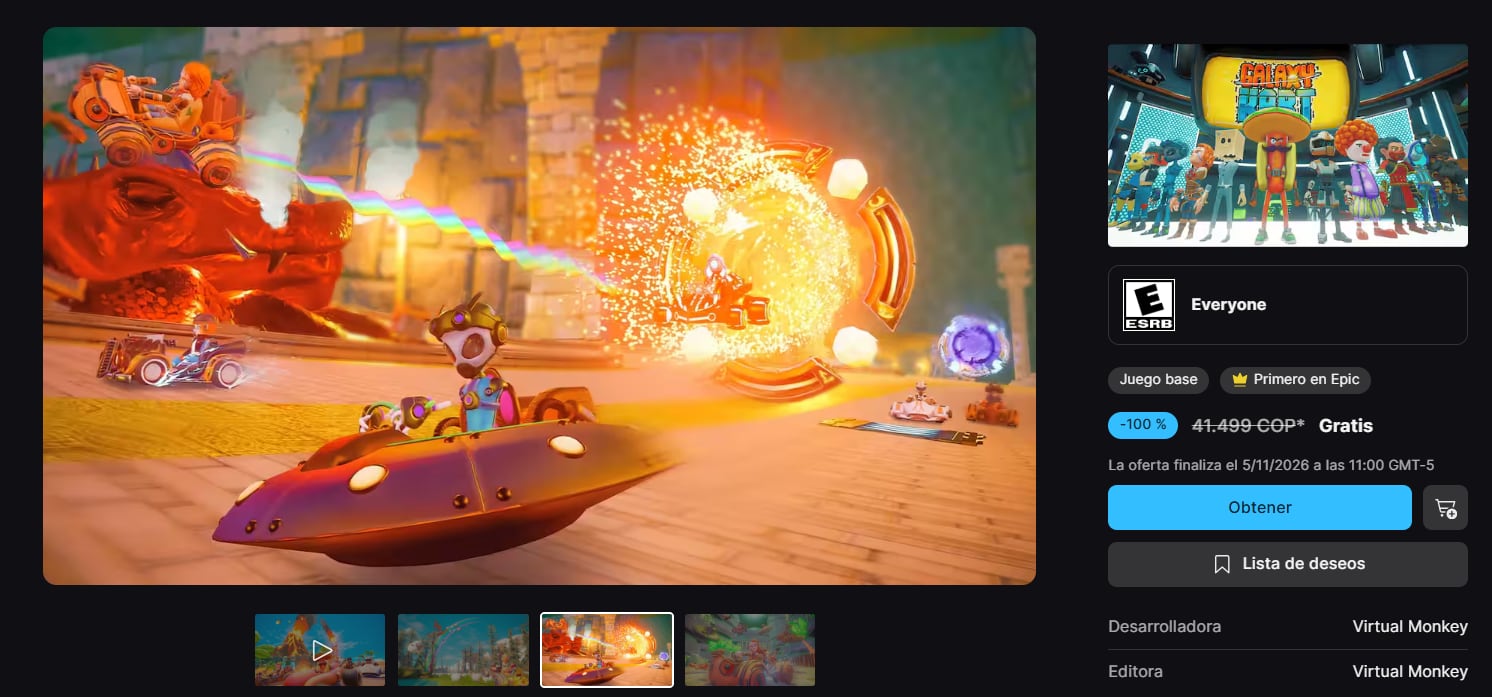 Galaxy Kart combina carreras de karts, enfrentamientos y habilidades particulares para cada corredor. (Epic Games)