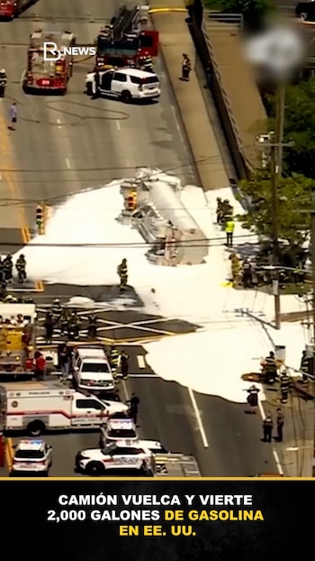 Un camión cisterna volcado provoca un derrame y el cierre de una carretera cerca del aeropuerto JFK