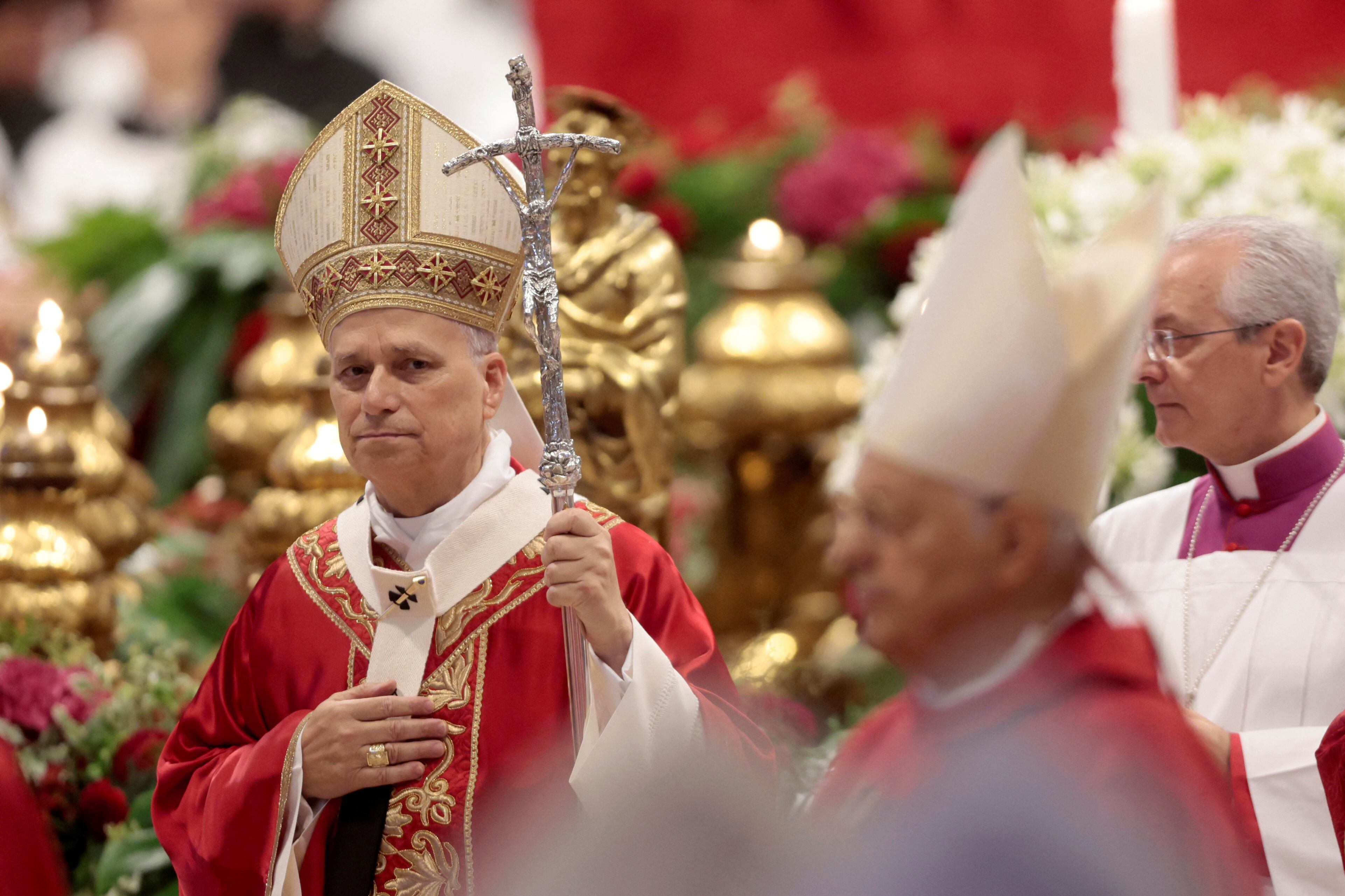 Pope Leo XIV walks after celebrating the Mass on the Solemnity of Saints Peter and Paul, Apostles in St Peter