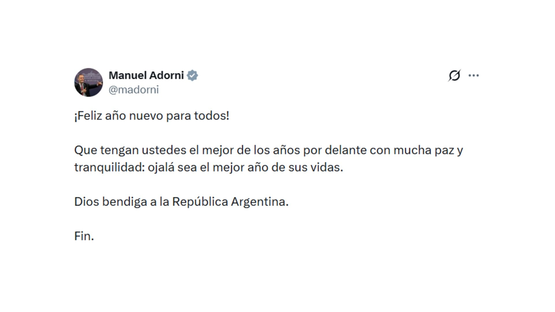 Las palabras de Manuel Adorni por este 2026