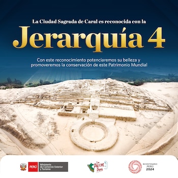 La importancia histórica de Caral, con sus dieciocho asentamientos urbanos a orillas del río Supe, se remonta a aproximadamente cinco mil años. (Mincetur)