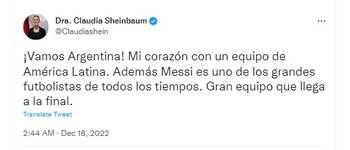 Claudia Sheinbaum reconoció la trayectoria