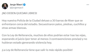 El tuit de Jorge Macri