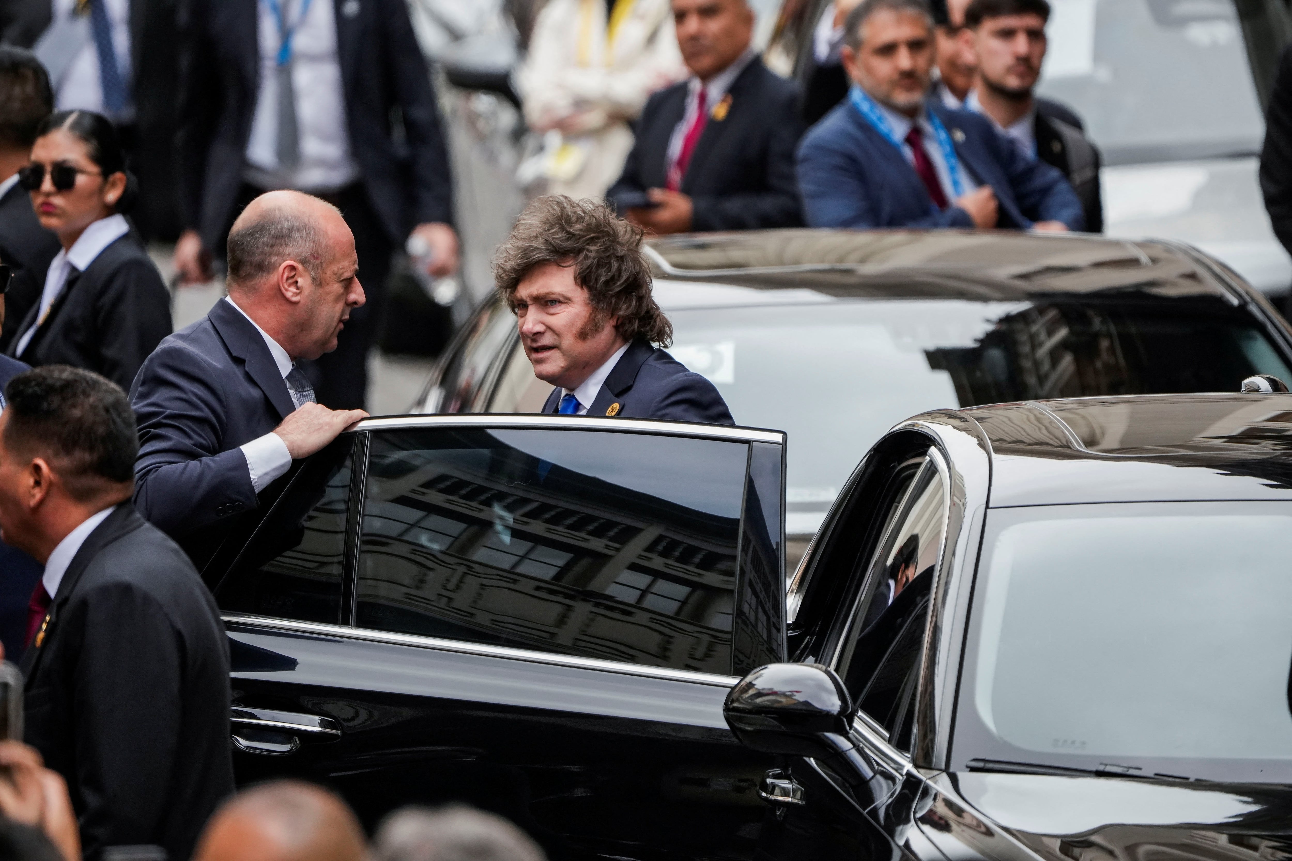 El presidente Javier Milei participa del acto de asunción de Keiko Fujimori en Perú (REUTERS/Angela Ponce)