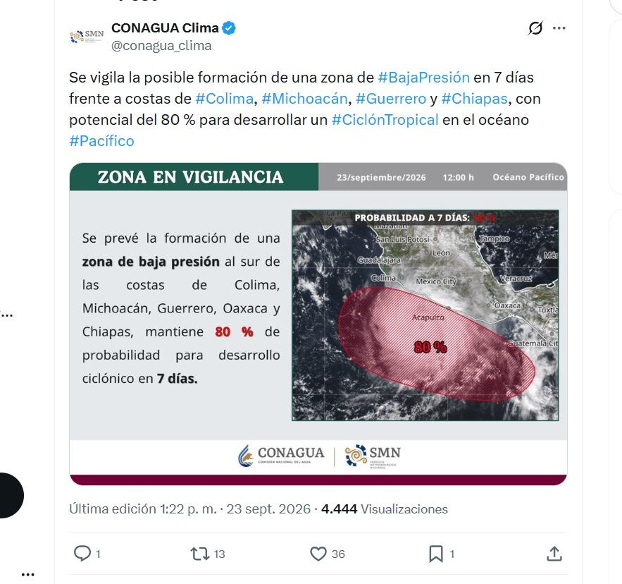 (X/ @conagua_clima)