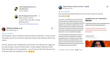 En redes sociales recordaron que "Alerta" denunció los casos de presunto acoso sexual desde que salió del canal - crédito @MaraelMilagros/X y jhonfredyperezosorio/Instagram
