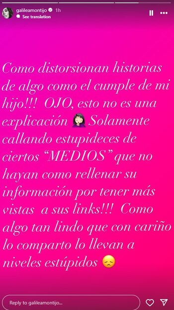 Con este mensaje, Galilea "no dio una explicación" ante las críticas (Foto: Instagram)