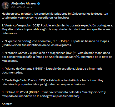 El posteo de Alejandro Álvarez