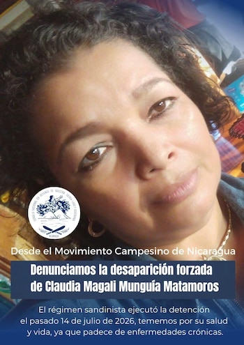 Los allegados de Claudia Magali Munguía Matamoros temen por su vida porque padece enfermedades crónicas y no existe información oficial sobre su paradero ni su estado de salud. (Cortesía: Movimiento Campesino de Nicaragua)
