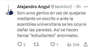 Comentario de usuario de X