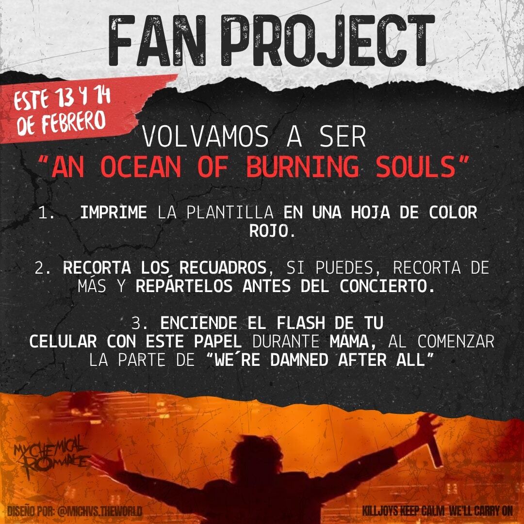 Estas iniciativas buscan transformar los conciertos de la gira Long Live The Black Parade en una experiencia visual y colectiva única. (Facebook Killjoys Keep Calm And Well Carry On)