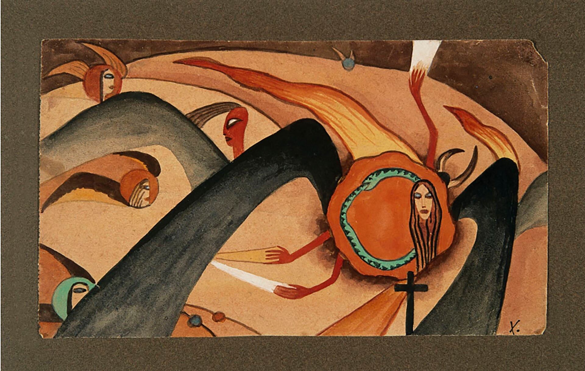 “Frente a la cruz” (c. 1919), de Xul Solar