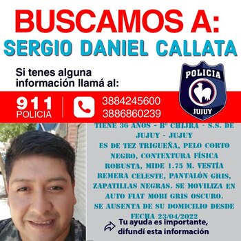 Sergio Callata está desaparecido desde