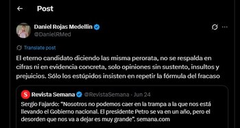 Daniel Rojas arremetió en contra