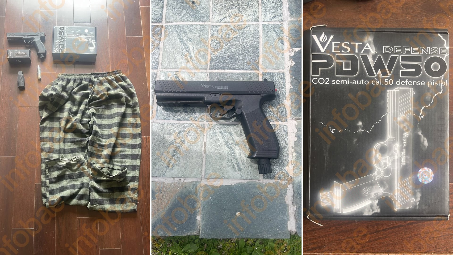 La policía allanó el domicilio y encontró un arma de aire comprimido