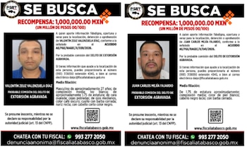 Hay dos hombres ligados a la célula criminal con recompensas activas. Crédito: FGET