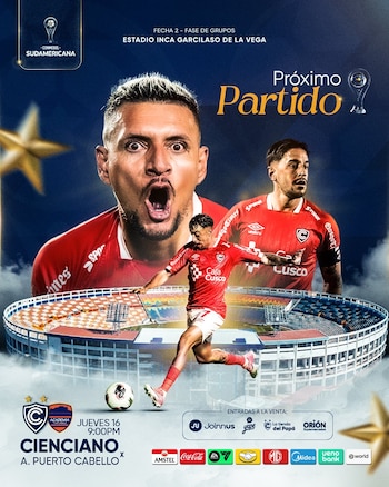 Cienciano choca con Academia Puerto Cabello en la Copa Sudamericana 2026.